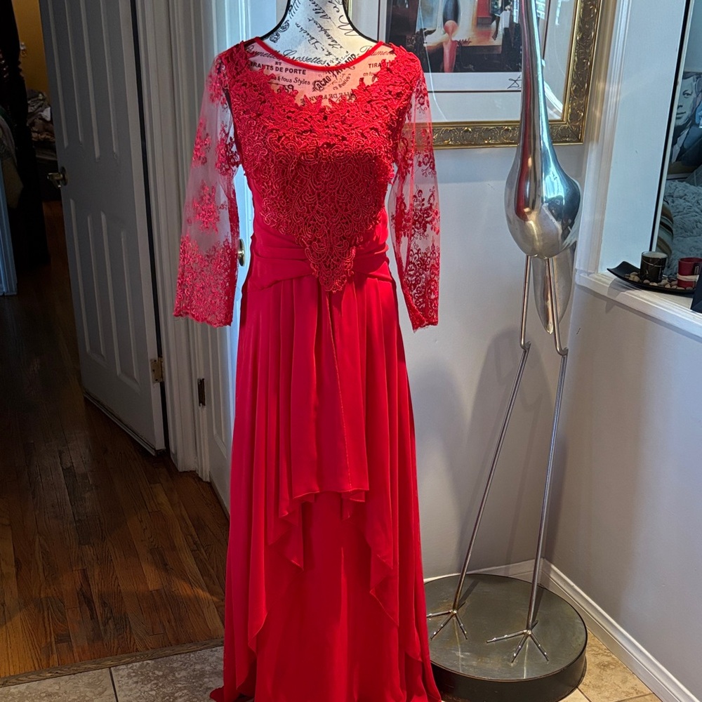 ASOS Vibrant Red Lace Long Sleeve Dress. Never been worn